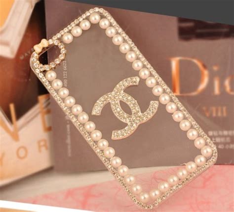 white and gold chanel phone case